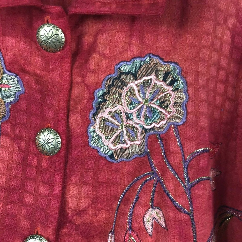 Drapers & Damons Red Textured Embroidered Jacket View 6
